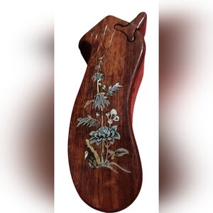 Wooden Puzzle Box With Floral Inlay and  Hidden Compartment